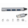 HUB rozdzielacz 3 x USB A USB-A 2.0 1 x USB A USB-A 3.0 adapter przejściówka rozgałęźnik szary podłużny HUB1a