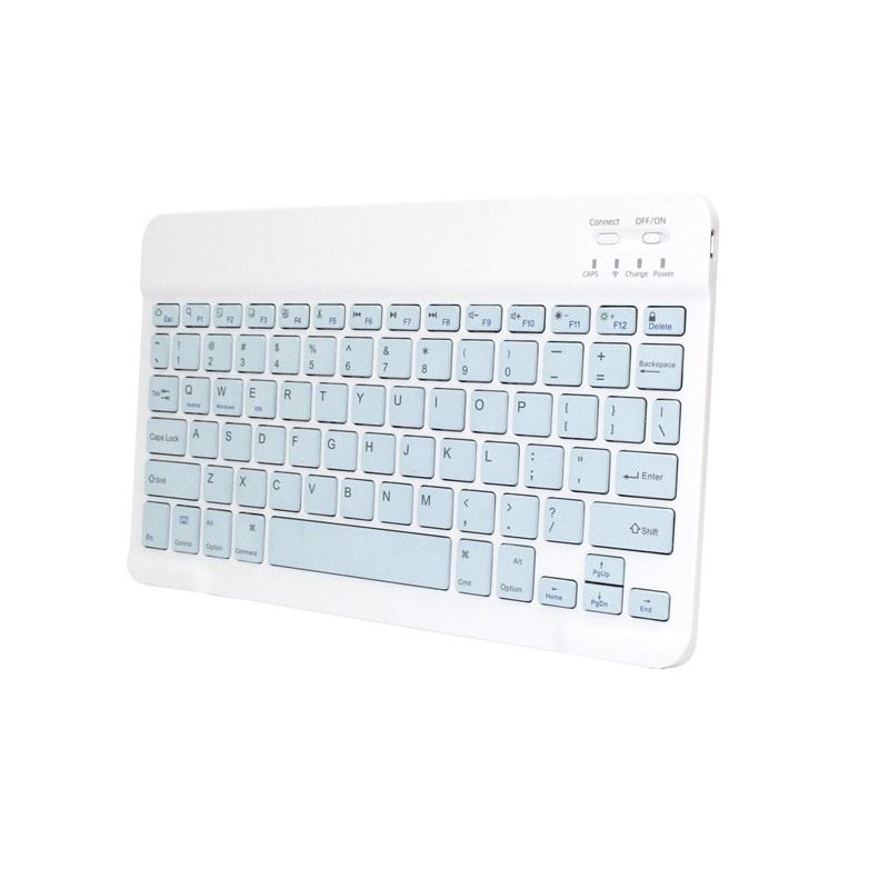Klawiatura bluetooth UNIWERSALNA do tabletu biało-niebieska