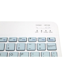 Klawiatura bluetooth UNIWERSALNA do tabletu biało-niebieska
