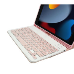 Etui z klawiaturą bluetooth na tablet Apple iPad 9 gen 2021 / iPad 8 gen 2020 / iPad 7 gen 2019 10.2 cali różowe
