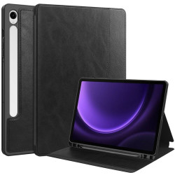 ETUI LEATHER CASE PEN na tablet Samsung Galaxy Tab S9 / Tab S9 FE / Tab S10 FE 11 / 10.9 cali czarne z miejscem na rysik