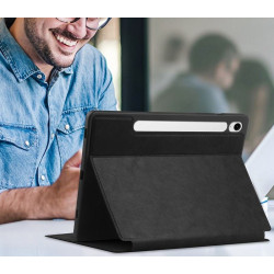 ETUI LEATHER CASE PEN na tablet Samsung Galaxy Tab S9 / Tab S9 FE / Tab S10 FE 11 / 10.9 cali czarne z miejscem na rysik
