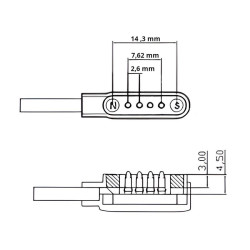 Ładowarka / kabel do ładowania smartwatch 4 PIN 2,6mm czarny przewód