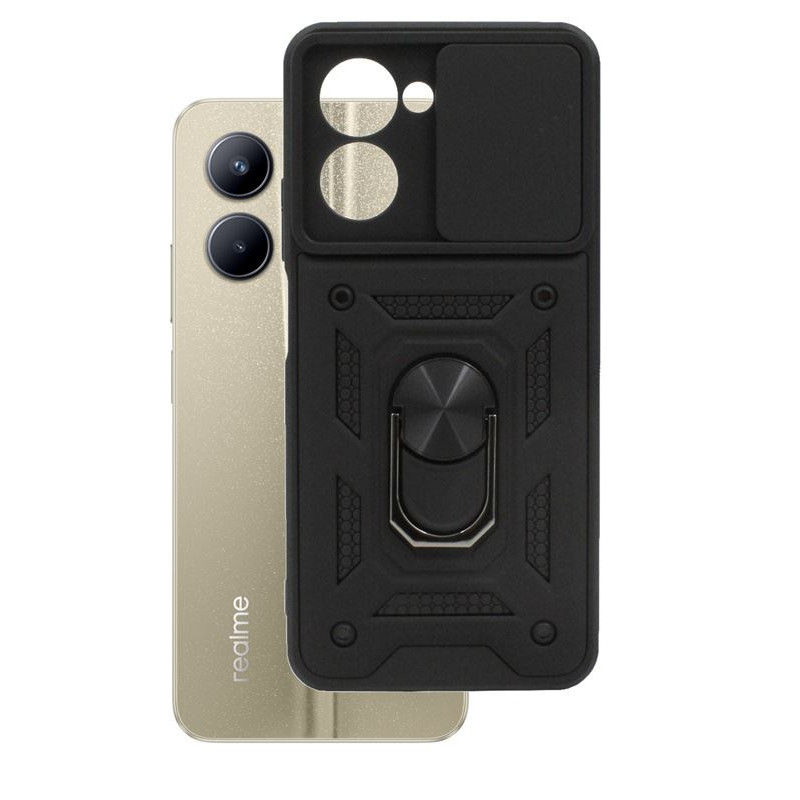 Etui pancerne CamShield Ring na telefon Realme C33 czarne