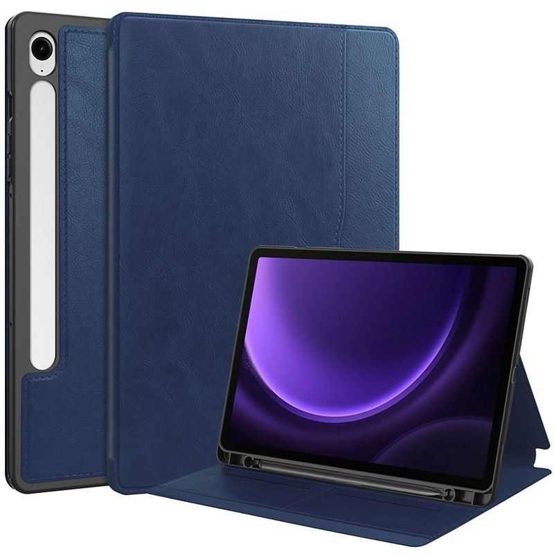 ETUI LEATHER CASE PEN na tablet Samsung Galaxy Tab S9 / Tab S9 FE / Tab S10 FE 11 / 10.9 cali granatowe z miejscem na rysik