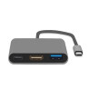 HUB USB-C 3w1 HDMI 4K + USB-A - Adapter rozgałęźnik szary