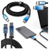 Kabel USB-C - USB-C PD 240W 5A z wyświetlaczem LED 1.2m oplot Apple CarPlay / Android Auto