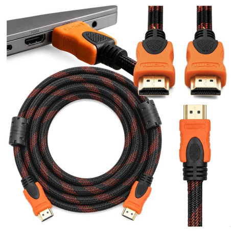 Kabel HDMI 5m gold 4K - pozłacane styki i oplot