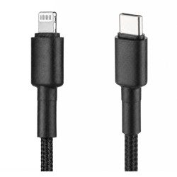 Kabel PD USB-C / Lightning Apple iPhone Nylon 1m czarny przewód wspierający szybkie ładowanie