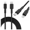 Kabel PD USB-C / Lightning Apple iPhone Nylon 1m czarny przewód wspierający szybkie ładowanie