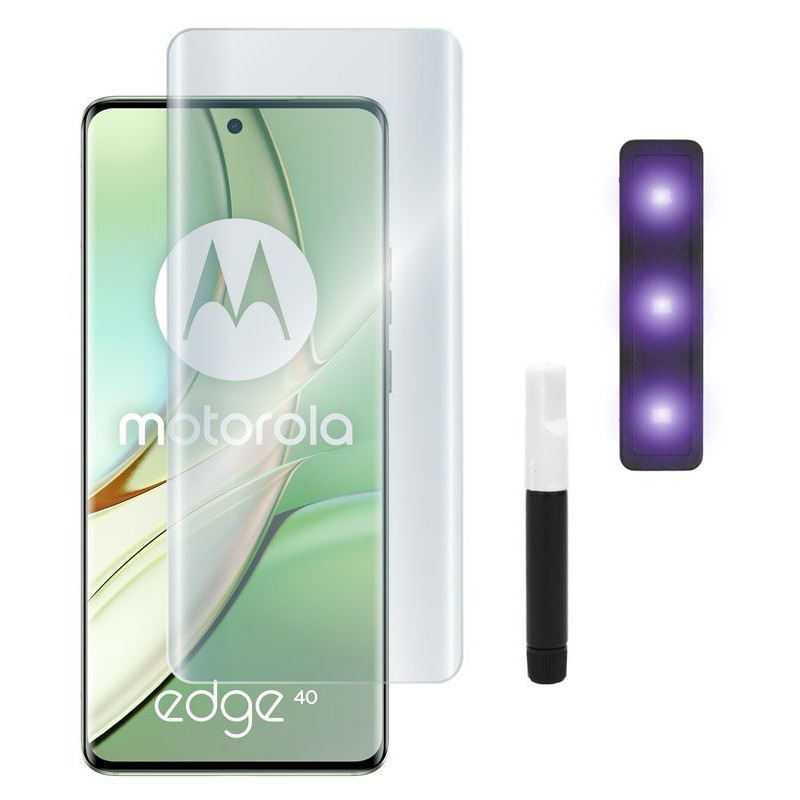 9H SZKŁO hartowane na telefon motorola edge 40 5G XT2303 UV + lampa