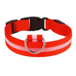 Obroża LED czerwona S 34-42cm - widoczność po zmroku