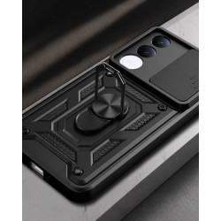 Etui Pancerne CAMSHIELD Ring na telefon Vivo V70 FE 5G V2550 czarne