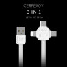 Kabel PC 3w1 iPhone Lightning - micro USB - USB-C REMAX LESU przewód biały