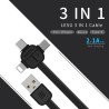 Kabel PC 3w1 iPhone Lightning - micro USB - USB-C REMAX LESU przewód biały