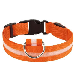 Obroża LED pomarańczowa S 34-42cm - widoczność po zmroku