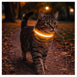 Obroża LED pomarańczowa S 34-42cm - widoczność po zmroku