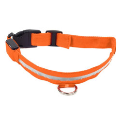 Obroża LED pomarańczowa S 34-42cm - widoczność po zmroku