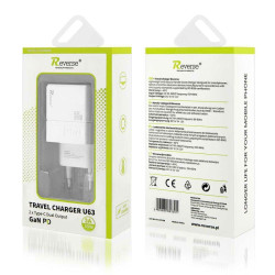 Ładowarka sieciowa U63 USB TYP C USB-C x 2 PD Power Delivery 35W QC Quick Charge 3.0 GaN biała Reverse