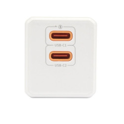 Ładowarka sieciowa U63 USB TYP C USB-C x 2 PD Power Delivery 35W QC Quick Charge 3.0 GaN biała Reverse