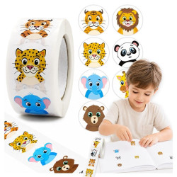 Naklejki motywacyjne dla dzieci ZOO rolka 500 szt