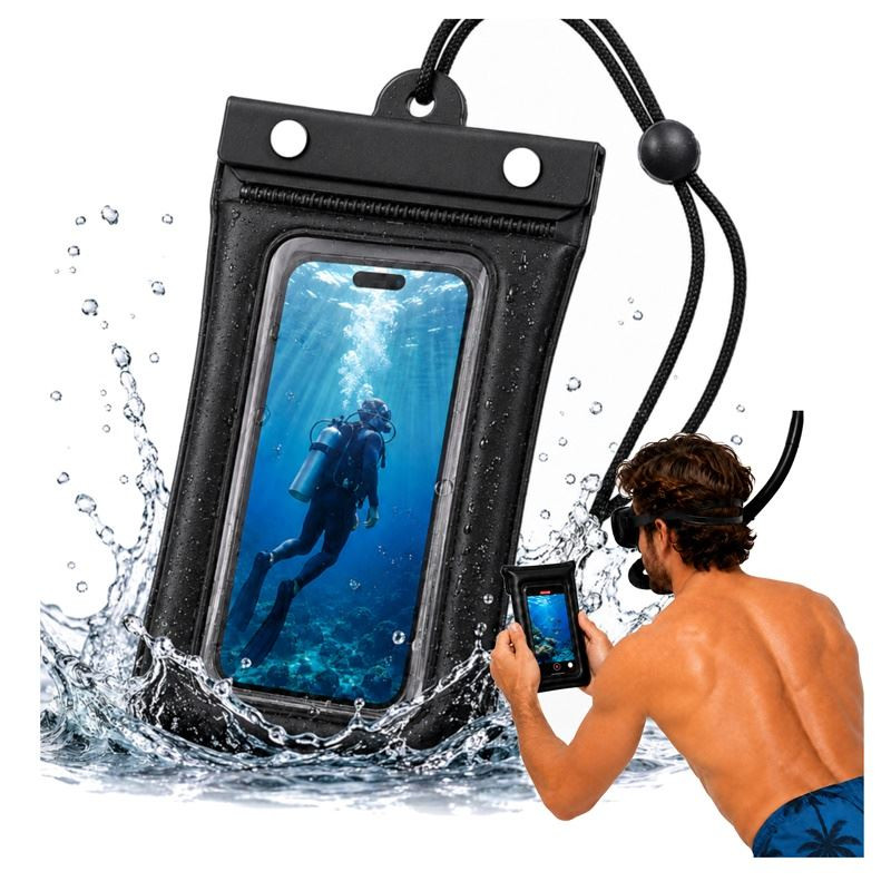 Pokrowiec / etui uniwersalny wodoszczelny wodoodporne wodoodporny na basen plaże kajak na telefon poduszka powietrzna czarny 3