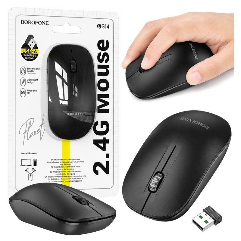Myszka bezprzewodowa czarna BG14 do laptopa