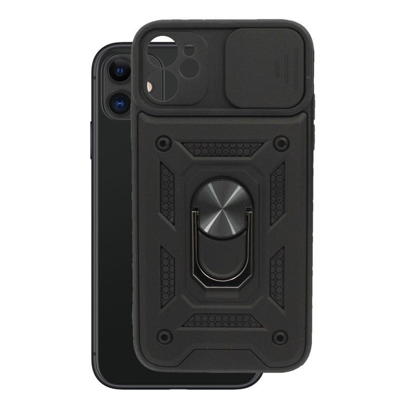 Etui Pancerne CAMSHIELD Ring na telefon Apple iPhone 11 A2221 czarne