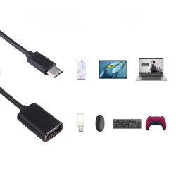 Adapter przejściówka USB Typ C USB-C HOST / USB USB-A na kablu OTG czarny