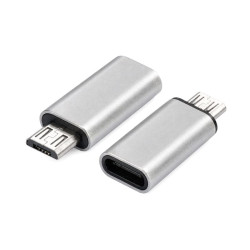 Adapter USB-C na micro USB srebrny - ładowanie i dane