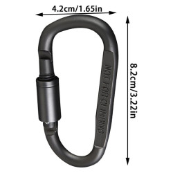 Karabińczyk turystyczny aluminiowy z blokadą 8cm | Uchwyt brelok survival | czarny