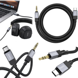 Kabel adapter USB-C na mini jack 3.5mm AUX czarny