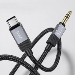 Kabel adapter USB-C na mini jack 3.5mm AUX czarny