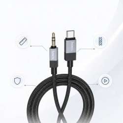 Kabel adapter USB-C na mini jack 3.5mm AUX czarny