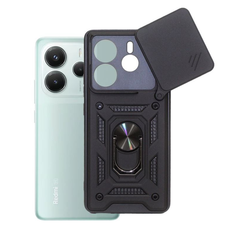 Etui Pancerne CAMSHIELD Ring na telefon Xiaomi Redmi Note 14 5G 24094RAD4G czarne