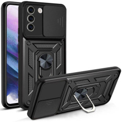 Etui Pancerne CAMSHIELD Ring na telefon Samsung Galaxy S21 FE G990 czarne