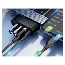 Hub USB 4 porty 3x USB A 1x USB C - czarny adapter