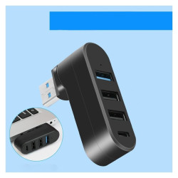 Hub USB 4 porty 3x USB A 1x USB C - czarny adapter