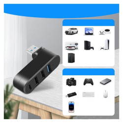 Hub USB 4 porty 3x USB A 1x USB C - czarny adapter