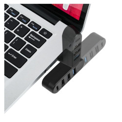Hub USB 4 porty 3x USB A 1x USB C - czarny adapter