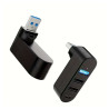 Hub USB 4 porty 3x USB A 1x USB C - czarny adapter