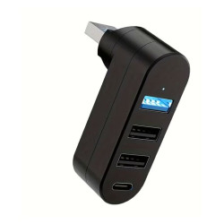 Hub USB 4 porty 3x USB A 1x USB C - czarny adapter