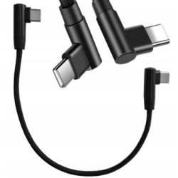 Kabel USB-C PD kątowy 90 stopni 60W 25cm, czarny