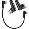 Kabel USB-C PD kątowy 90 stopni 60W 25cm, czarny