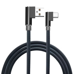 Kabel USB-C USB-A kątowy 90 stopni 1m czarny 2A