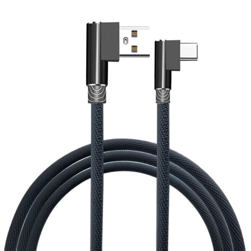 Kabel USB-C USB-A kątowy 90 stopni 1m czarny 2A