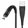 Kabel USB-A - USB-C 1m nylonowy 3A 15W czarny