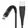 Kabel USB-A do USB-C nylonowy 2m 30W 2,4A czarny