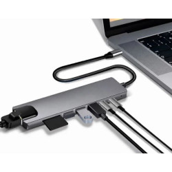 Adapter hub USB-C na HDMI RJ45 USB 8w1 - przejściówka