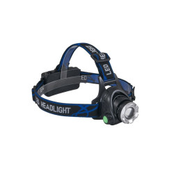 Latarka czołowa LED UV szperacz do szukania bursztyn turystyczna 405nm USB + 2 akumulatory czarna